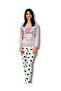 Women's Love Motif Heart Patterned Pajama Set (Beige-White)