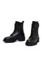 Women's Black Lace-Up Zippered Leather Boots 25Wfd185618 - 3