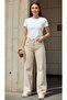 Gabriela Beige Stretch Fabric Super High Waist Loose Stretch Jeans Palazzo Pants