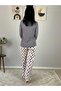 Women's Love Motif Heart Patterned Pajama Set (Beige-White) - 6