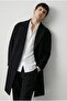 Oversize Relaxed Fit Long Men's Cashmere Coat Overcoat Black - 3