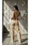 Gabriela Brown Color Lycra Super High Waist Loose Stretch Jeans Palazzo Trousers - 2