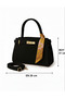 Nubuck Women's Hand and Shoulder Bag with Belt and Scarf on the Front - 4
