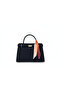 Nubuck Women's Hand and Shoulder Bag with Belt and Scarf on the Front - 3