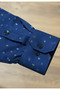 Men's Regular Long Sleeve Dotted Cotton Satin Shirt - 4