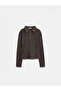 32336 Polo Neck Button Detailed Blouse-Dark Brown - 6