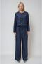 Navy Blue Stitching Detail and Palazzo Pants Piece Nikol Set 10237 R10-I-K4