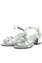 Silver Gray Patent Leather Stoned Thick Girl's Evening Dress Heeled Shoes - 4