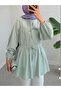 Front Tie-Up Shirt with Elastic Sleeves - Mint - 5