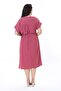 Women's Plus Size Dusty Rose Wrinkled Fabric Front Buttoned V-Neck Dress 65N38316 - 4