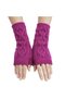 Women's Winter Fuchsia Long Soft Textured Fingerless Knitted Gloves Winter Fingerless Gloves - 2