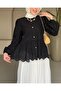 Elastic Sleeves, Openwork Buttons, Lined Shirt - Black - 5