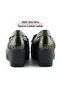 Emma Khaki Snake Genuine Cowhide Leather Bow Round Toe Wedge Heel Casual Shoes - 4