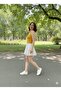 Mustard Halter Collar Crop Top Darkalıp Ribbed Thin Bias Bustier - 8