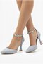 Silver Satin 9cm Stone Thin Heeled Evening Dress Shoes - 3