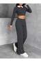 Polo Neck Tricot Look Knitted Fabric Crop Top-Palazzo Pants Bottom - 4