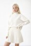 Skirt Pleated Ecru Turtleneck Sweater Skirt Suit