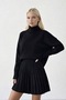 Skirt Pleated Black Turtleneck Sweater Skirt Suit