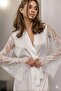 Women's Satin Lace Detailed Kisa Robe – Belted and Elegant - 4