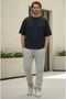 Gray Baggy Wide Leg Elastic Waist Pocket Detailed Pique Pants - 3
