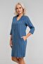 Women's Pocketed 3/4 Sleeve Non-Stretch Front Corded Fabric Cotton Fabric Combination Cotton Woven Fabric Legendary Dress - 3