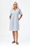 Women's Pocketed V-Neck Short Sleeve Cotton Dress Blue Ecru - 2