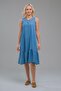 Women's Indigo Color Drawstring Pocket Sleeveless Denim Woven Dress - 2