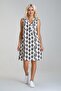 Women's Printed Pocket Linen Look Woven Cotton Dress Black Floral Pattern