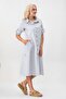 Women's striped cotton button-down shirt dress with pockets - blue & ecru - 4