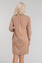 Women's Pocketed 3/4 Sleeve Non-Stretch Shoulder Gathered A-Line Pleated Cotton Woven Fabric Legendary Dress Beige - 6