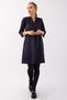 Women's 3/4 Sleeve Pocketed Stretch Fabric Cotton Satin Fabric Dress Navy Blue
