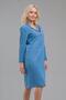 Women's Indigo Stand Collar Zippered Sleeve Buttoned Wide Cuff Pocket Thin Denim Dress - 2