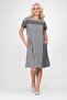Women's Striped Plain Fabric with Pockets Combined with Cotton Fabric Slit Dress Gray Ecru1 - 2