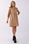 Women's 3/4 Sleeve Pocketed Stretch Fabric Cotton Satin Fabric Dress Camel - 4
