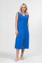 Bold and Young Women's Slit V-Neck Sleeveless Cotton Dress Cobalt Blue