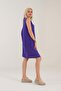 Women's Purple Color Pocketed Linen Look Cotton Dress - 3