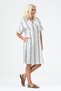 Women's v-neck short sleeve cotton dress with pockets - black and white pinstripe - 5