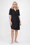 Pocketed Washed Cotton Stretch Fabric Dress Black Short Sleeve