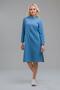 Women's Indigo Stand Collar Zippered Sleeve Buttoned Wide Cuff Pocket Thin Denim Dress - 4