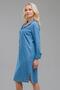Women's Indigo Stand Collar Zippered Sleeve Buttoned Wide Cuff Pocket Thin Denim Dress - 5