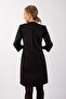 Women's Stretch Fabric Pocket Satin Fabric Dress - 3/4 Sleeve Black - 4