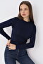 Women's Navy Blue Long Sleeve Crew Neck Bodysuit - 4