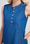 Women's Indigo Half Placket Button Down Sleeveless Domineering Collar Slim Jeans Dress with Pockets - 7