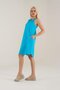 Women's Blue Color Halter Neck Pocket Cotton Dress - 6