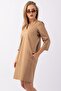 Women's 3/4 Sleeve Pocketed Stretch Fabric Cotton Satin Fabric Dress Camel - 3