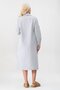 Women's Blue Ecru Striped Pocketed Buttoned Slit Shirt Dress - 4
