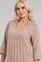 Women's Pocketed 3/4 Sleeve Non-Stretch Front Corded Fabric Cotton Fabric Combination Cotton Woven Fabric Legendary Dress Cam - 6