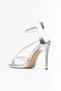 Women's Silver Metallic Double-Strapped Back-Zipper Ankle-Length Stylish Evening Dress Shoes with Drop Stone Platform - 3