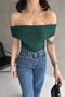 Women's Madonna Collar Blouse with Gathered Sides Emerald Green - 4