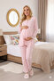 Women's Pink Lace Buttoned Special Design 100% Cotton Maternity Pajama Set - 3